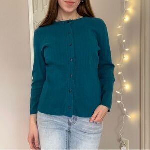 Rafaella Blue Button Down Cardigan